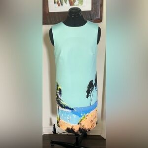 Scenic Print Sleeveless Dress